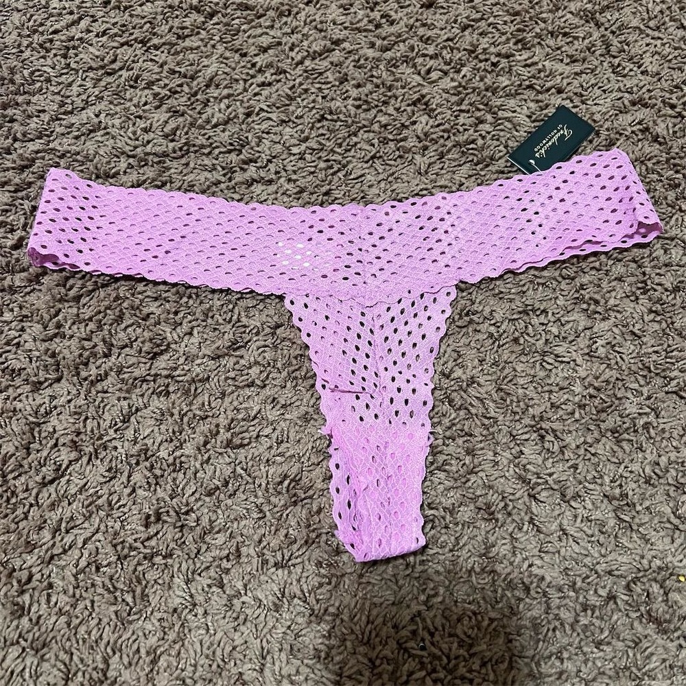 Frederick's‎ of Hollywood Abby Rose Mesh Thong Panties Purple Size 1X NWT